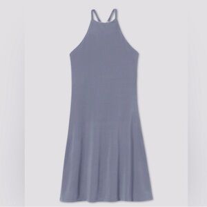 Girlfriend Collective Blue Halter Neck Cross Back Athletic Dress, Size Small